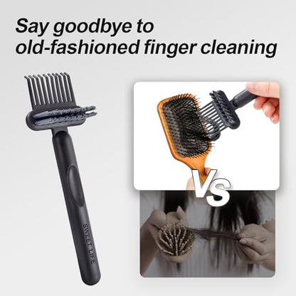 Hair Brush Comb Cleaning Tool Comb,2-in-1 Hair Brush Cleaner Tool, Portable Remover Rake for Removing Hair Dust, Home and Salon Use (Black) - color: 1 Pack-Black