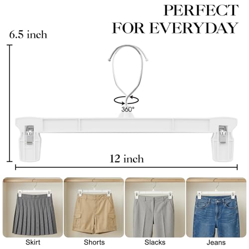 SMARTOR Skirt Hangers with Clips, 60 Pack White Pants Hangers - size: Pack of 60