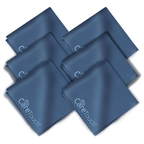 Care Touch Microfiber Glasses Cleaning Cloth 6 Pack (Navy) - color: Navy, size: 6 Count