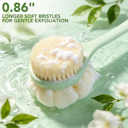Back Scrubber for Shower, 15.7" Loofah with Handle Body Brush, Green - color: Light Green