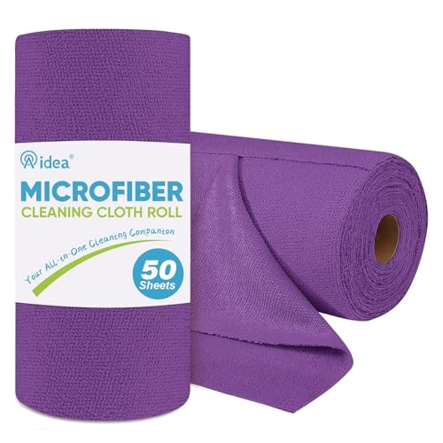 AIDEA Microfiber Cleaning Cloth Roll-50PK, Reusable Paper Towels 11.5×11.5" - color: Purple