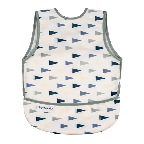 Tiny Twinkle Mess Proof Baby Bib for Girls | Waterproof Toddler Bib for Eating | Baby Apron for Feeding | Machine Washable | Perfect Shower Gift (Varsity Flags, 6–24M) - color: Varsity Flags, size: Small 6-24 Months