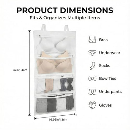 2 Pack Bra Laundry Bags for Washing Machine Bra Bags for Laundry 4-in-1 Mesh Bag for Washing, Drying, Storage and Dust Protection(D–F Cup Capacity)