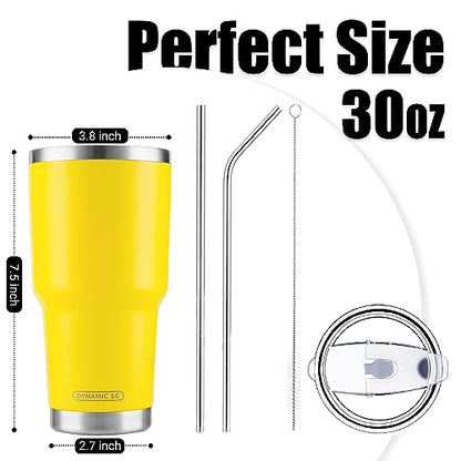 D·S 30oz Yellow Tumbler Double Wall Vacuum Insulated Travel Coffee Mug - color: Yellow
