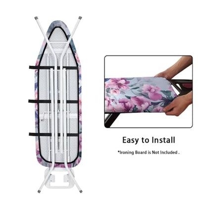 Hummingbird Flower Ironing Board Cover and Pad Standard Size Padded Iron Board Covers with Elastic Edge and Adjustable Fasteners 15 x 54 Iron Table Padding Cover Stain Resistant Purple - color: Hummingbird Flower 3