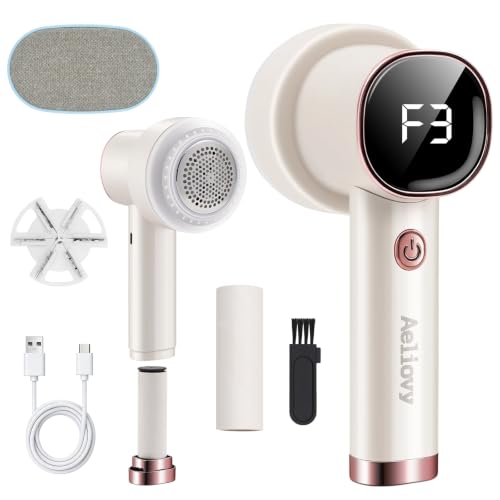 Fabric Shaver, 3 in 1 Lint Remover with Hair Remover Brush & Lint Rollers, Digital Led Display, 3 Speeds with Replaceable Blades, Remove Pilling for Clothes, Furniture, Sweater, Couch, Blanket, Pet - color: White