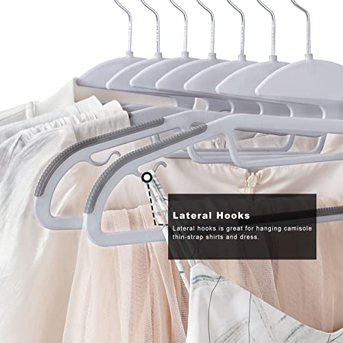 BAGAIL Plastic Hangers 50 Pack with Non-Slip Design,0.2 Inches Thick, 360°Swivel Hook Space Saving Organizer for Bedroom Closet,Shirts,Pants(Grey- S Shaped) - color: Gray