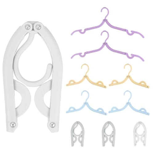 uxcell 10 Pcs Portable Travel Hangers, Plastic Foldable Hangers Cruise Essentials Clothes Drying Rack for Camping Flying Suitcase Travel Accessory Road Trip, Purple/White/Gray/Blue/Yellow - color: Purple/White/Gray/Blue/Yellow