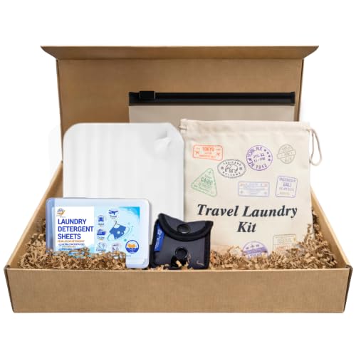 Travel Laundry Detergent Sheets Gift Set – 30-Count Laundry Detergent Sheets for Sink & Machine Wash, Travel Clothesline and Universal Sink Stopper for Hotels, Cruises & Camping, Trips & Small Spaces - style: Travel Laundry Kit 5-piece Gift Set