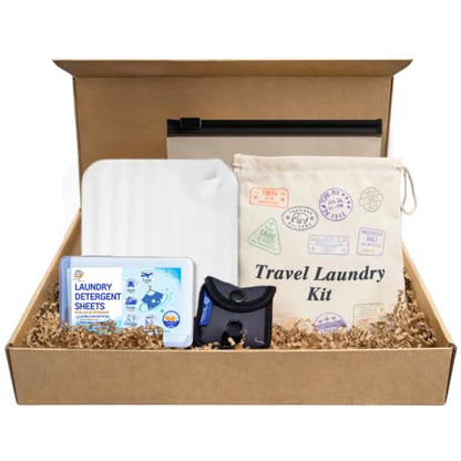 Travel Laundry Detergent Sheets Gift Set – 30-Count Laundry Detergent Sheets for Sink & Machine Wash, Travel Clothesline and Universal Sink Stopper for Hotels, Cruises & Camping, Trips & Small Spaces - style: Travel Laundry Kit 5-piece Gift Set