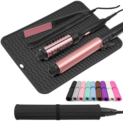 Oversize Silicone Heat Resistant Mat for Hair Tools - color: Black
