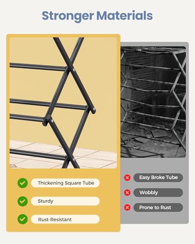 APEXCHASER Oversize 3-Tier Clothes Drying Rack, No Install, Black - color: Black