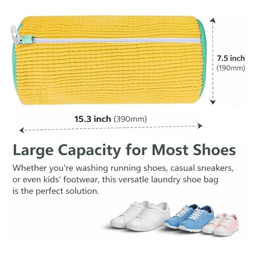 Shoe Washing Machine Bags with Hidden Zipper, 360° Clean Shoe Bag Sneaker - color: Yellow