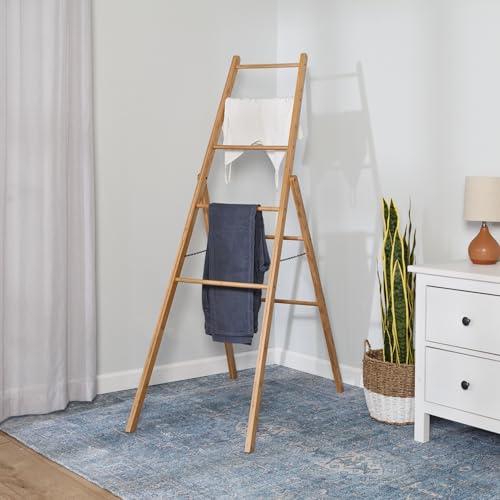 Honey Can Do Bamboo Clothes Drying Ladder Rack DRY-09387 Natural
