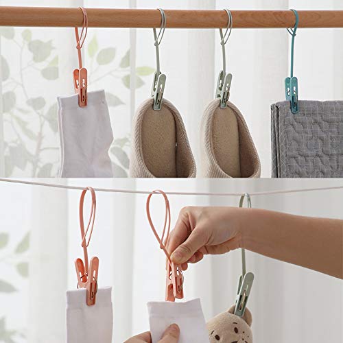 Clothes Pins 24 Pack Small Mini Clothes Pins with Plastic Rope - color: Blue,pink,green-24pack