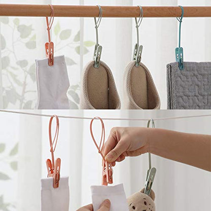 Clothes Pins 24 Pack Small Mini Clothes Pins with Plastic Rope - color: Blue,pink,green-24pack