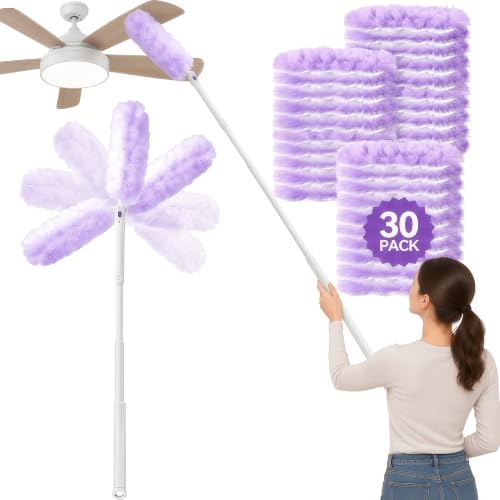 Long Handle Duster, 3 ft Extendable Pole, 30 Disposable Refills - color: 1 Extendable Handle + 30 Refills