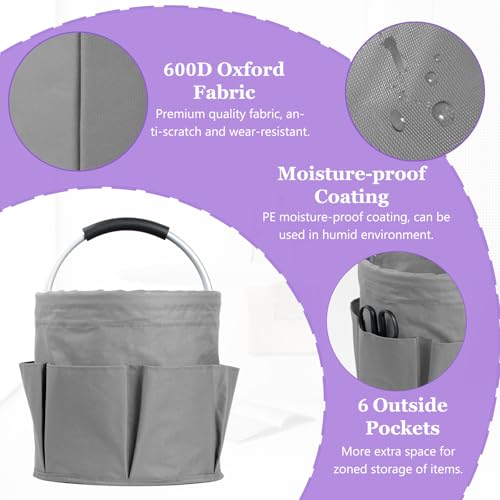 2Pcs 17L Foldable Cleaning Caddy Tote with Handle for Camping, Dark Gray - color: Dark Gray, size: 2PCS