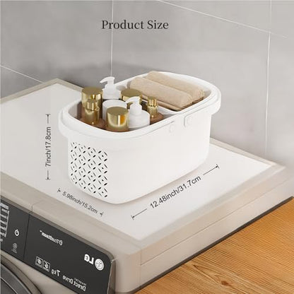 Pulseplay Plastic Shower Caddy Basket with Handle,White - color: White
