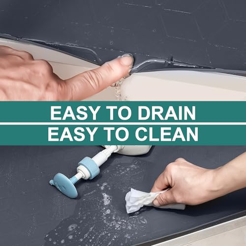Under Sink Mat, 28"x22" Waterproof Tray for Cabinet, Holds 3 Gal - color: Blue Grey, size: 22"W x 28"L
