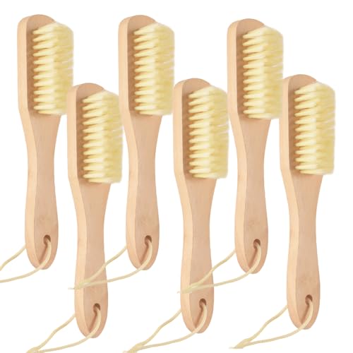 6 Pack Wood Laundry Brush Soft Bristle Shoe Stain Remover Brushes