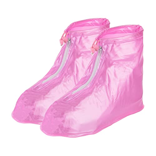 PATIKIL S Waterproof Shoe Cover, 1 Pair PVC Reusable Non-Slip Overshoes Rain Shoe Covers Galoshes Snow Boot Protector with Zipper for Men Women Rainy Outdoor, Pink - color: Pink, size: S(3.5-4.5)