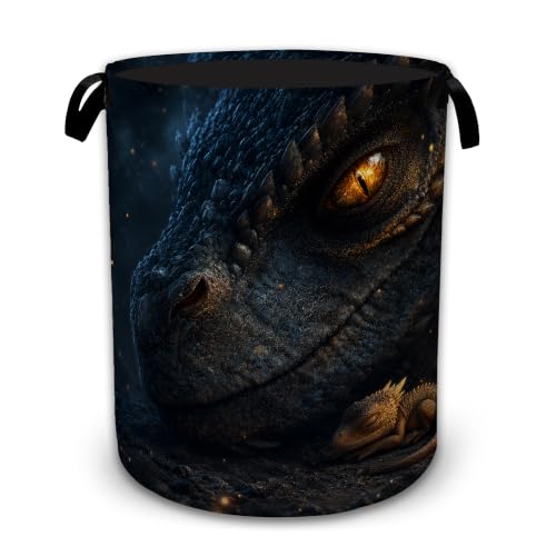 Dragon Eye Fantasy Laundry Basket with Handles, Foldable Tall Oxford Clothes Hamper, Lightweight Water-Resistant Storage Bin for Bedroom Bathroom College Dorm, 16 x 20.8 Inch - color: Dragon Eye Fantasy