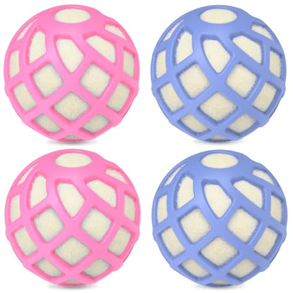 Dryer Balls – Patented Silicone Guard, Natural Wool Core, Super Anti-Tangle & Saves Drying Time, Reduces Static & Noise, Natural Fabric Softener, XL 3" (Pink Light Blue, Pack of 4) - size: Pink Light Blue