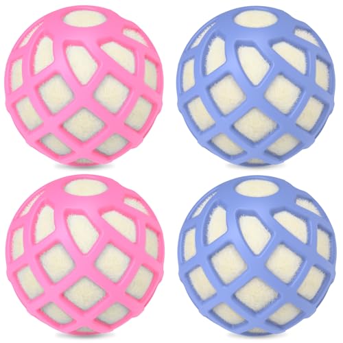 Dryer Balls – Patented Silicone Guard, Natural Wool Core, Super Anti-Tangle & Saves Drying Time, Reduces Static & Noise, Natural Fabric Softener, XL 3" (Pink Light Blue, Pack of 4) - size: Pink Light Blue