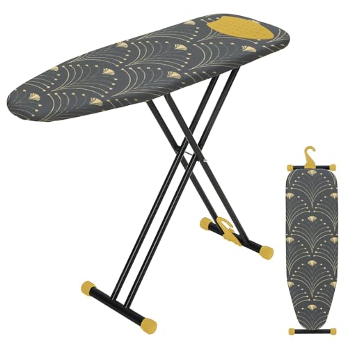 Ironing Board 43x13, RAINHOL Black Gold Pattern Full Size Iron Board - color: Black Gold Pattern, size: 43"L x 13"W