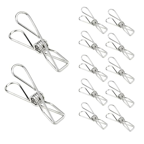 Stainless Steel Strong Laundry Pegs, 50 Pcs Metal Clothes Clips - color: Silver50