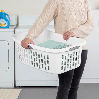 Sterilite HipHold Laundry Basket, Plastic Rectangle Clothes Hamper, 6 Pack - color: White, size: 1.5 Bushel (6 Pack)