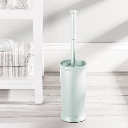 mDesign Toilet Bowl Brush and Holder - Covered Bathroom Toilet Brush - Standing Toilet Bowl Scrubber in Modern Holder - Space Saving, Deep Cleaning Brush for Toilet - Hyde Collection - Mint Green - color: Mint Green, size: Pack of 1