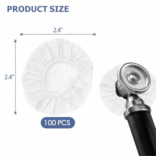 Disposable Stethoscope Covers, Non-Woven Stethoscope Head Sleeves for Home & Clinic, 2.4" Diameter, Pack of 100 (White) - color: White