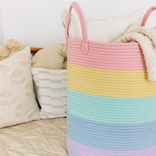 OrganiHaus Rainbow Laundry Basket & Hamper, Nursery Playroom 52L - color: Rainbow Pastel, size: Tall