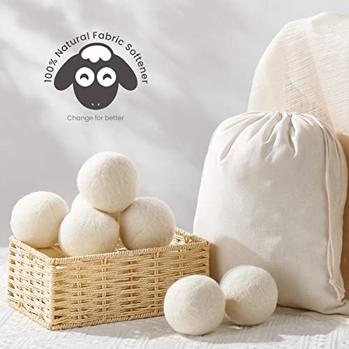 Roowest 60 Pcs Wool Dryer Balls Set with Muslin Bags for Laundry