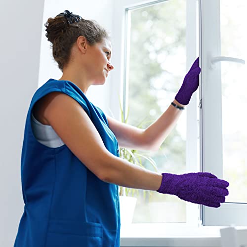 Bencailor 6 Pairs Microfiber Dusting Gloves, Dusting Cleaning Gloves Microfiber Gloves for Plants House Blinds Car Dust Mitt (Bright Color,Medium) - color: Bright Color, size: Medium