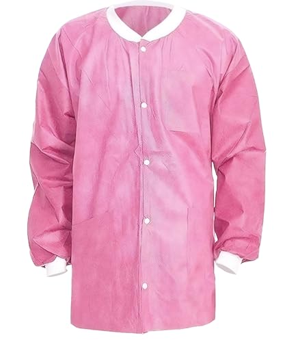 SunLite Ultra 3800 Series Premium Disposable Lab Jackets, Pockets, Knit Collar & Cuffs, Hip Length, 10 Pack - color: Raspberry, size: 4X