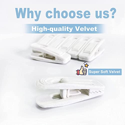 TOFIIGREM White Velvet Hangers Clips 40 PCS, Pants Hangers Velvet Clips Easily Add to Velvet Hanger, Skirt Suit Pants Clothes Velvet Hangers, Baby Kids Hangers Clips - color: White, size: 40pc