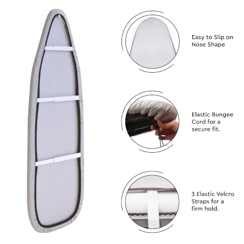 Encasa XO Ironing Board Cover and Pad, 6mm Felt 54"x15" Silver Luxury - size: Large (54"x15")