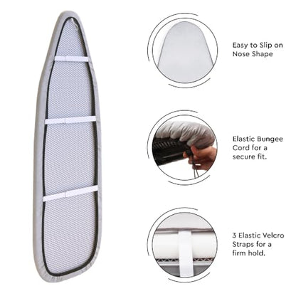 Encasa XO Ironing Board Cover and Pad, 6mm Felt 54"x15" Silver Luxury - size: Large (54"x15")