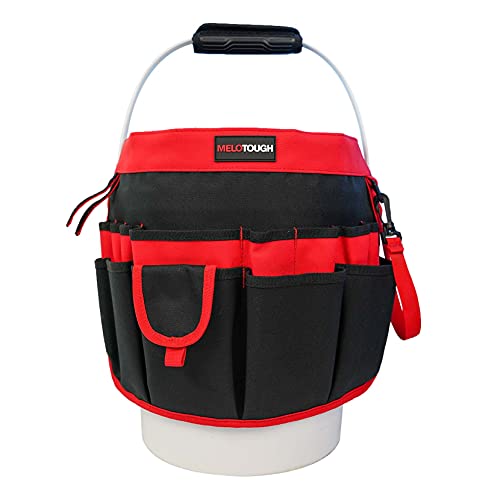 MELOTOUGH Bucket Caddy Organizer Bucket Tool Organizer for Garden Tools Fit 3.5 to 5 Gallon Bucket (Red) - color: Red