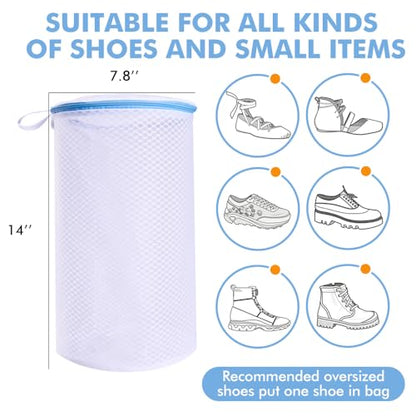 2 Pack Shoes Wash Bags,Shoe Washing Machine Bag,shoe laundry bag for washing machine，Honeycomb Mesh Laundry Bags with Zipper for Sneakers,Running Shoes,Sock,Bras,Delicates and Toys（14 in x 7.8 in）