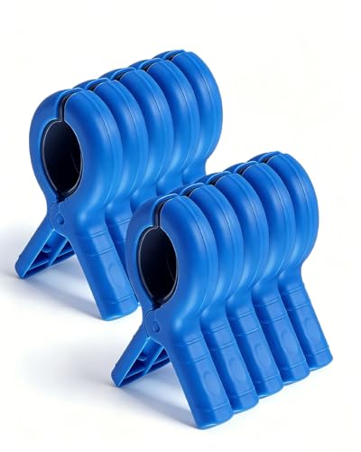 10 Pack Beach Towel Clips Heavy Duty Large Beach Essentials Chair Pool Clip - color: Deep Blue