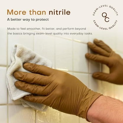 SUP Powder-Free Nitrile Exam Gloves, 100/1000 Ct Food Safe Latex-Free Disposable Glove Medical Cooking Cleaning Food Prep Tan - color: 100 Large (Trail Tan)