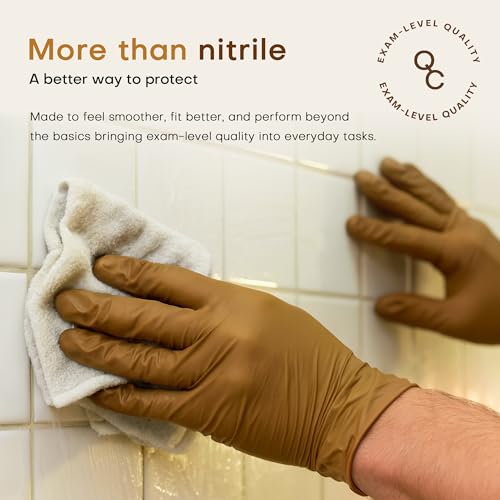 SUP Powder-Free Nitrile Exam Gloves, 100/1000 Ct Food Safe Latex-Free Disposable Glove Medical Cooking Cleaning Food Prep Tan - color: 100 X-large (Trail Tan)