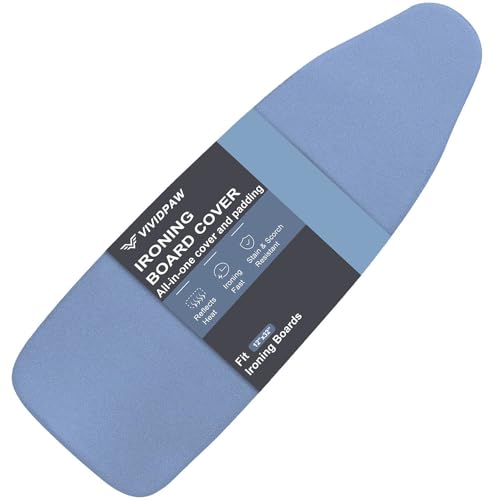 VividPaw Tabletop Ironing Board Cover and Pad 12.5 x 32, Elastic Edge, Silicone Coated, Resist Scorching, Heavy Duty Padded Cover for Mini Small Iron Board (Blue, 12.5" x 32") - color: Blue, size: 12.5" x 32"