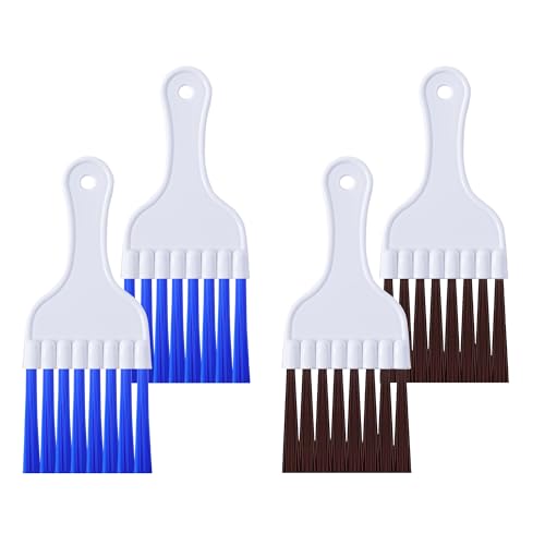 4Pcs Air Conditioner Fin Cleaner kit AC Coil Cleaning Brush Condenser Fin Straightener AC Evaporator Comb Radiator Repair Clean Tool (4 Brown and Blue) - color: 4 Brown and Blue