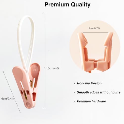 MtBoi Windproof Clothes Pins with Hanging Ropes, Heavy Duty Plastic Laundry Clips for Clothesline Drying, Multi-Purpose Closet Organizer for Baby Socks, Boots, Crafts (15, Brown) - color: Brown