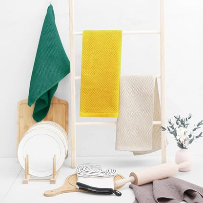 Homaxy 100% Cotton Waffle Weave Kitchen Dish Towels 4-Pack, Dark Green - color: Dark Green, size: 13 X 28 - 4 Pack